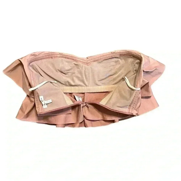 Rebecca Taylor Top Womens Sz 8 Cropped Strapless Ruffle Cotton Sateen Blush Pink - Picture 7 of 8